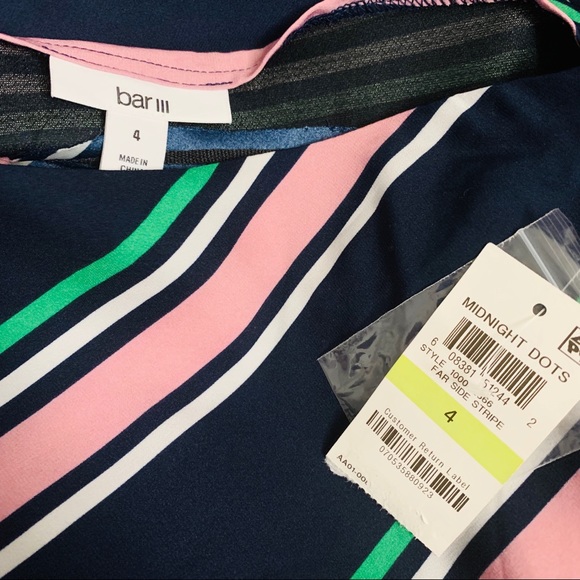 🔥BAR III🔥Striped Asymmetrical Maxi Skirt Navy Size 4 NWT - Picture 5 of 5